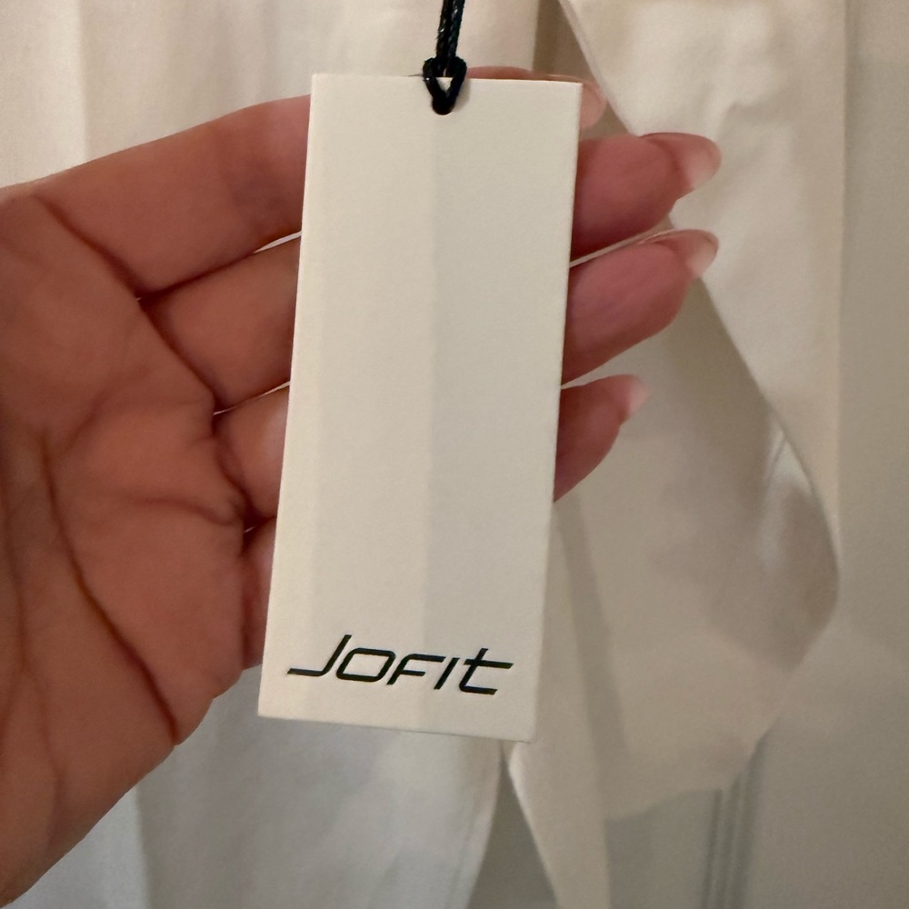 Jofit White Collarless V-Neck Active Snap Tunic - Picture 7 of 10